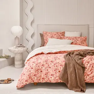 Essix Parure de lit en percale de coton rose 260x240 pas cher