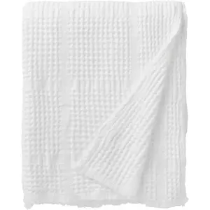 Essix Plaid nid d'abeille jacquard en coton 108fils, Yogi Neige, 130x170