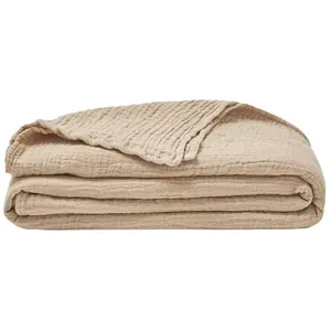 Plaid en gaze de coton beige biscuit 130x170cm - ESSIX 130 x 170 cmVendu paramazon