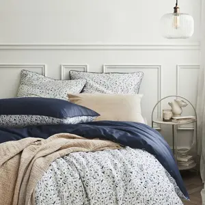 Housse de couette en satin de coton bleu 140x200cm - ESSIX 140 x 200 cm pas cher