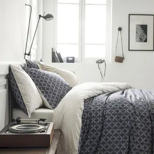 Essix Housse De Couette Imprimée En Percale De Coton, Atlas Bleu Nuit pas cher