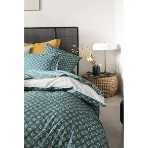 Essix Housse De Couette Imprimée En Percale De Coton, Eclipse Bleu Émeraude pas cher