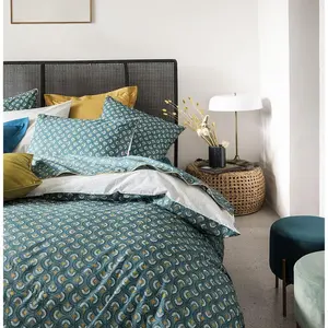 Essix Housse De Couette Imprimée En Percale De Coton, Eclipse Bleu Émeraude pas cher