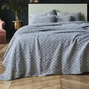 Essix Couvre lit en coton tissé Bleu pas cher