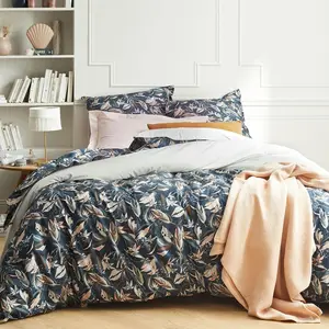Essix Drap plat imprimé en percale de coton Bleu pas cher