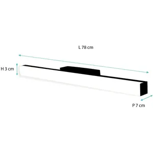 Comparateur de prix : Applique de salle de bain 78cm Noire (20W 1600lm 4000K IP44) - Voltman