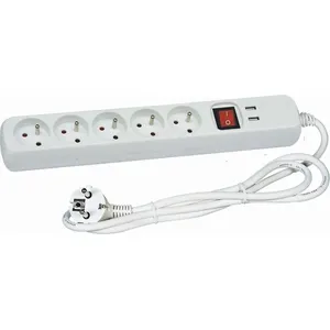Comparateur de prix : VOLTMAN Bloc blanc 5 prises 2 Pôles + terre + 2 ports USB - Avec interrupteur