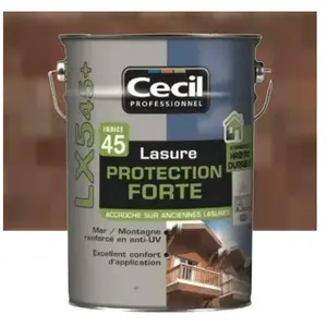 CECIL PROFESSIONNEL Lasure protection forte lx545+ lasure protection forte lx545+ noyer supports neufs ou sains boiseries 5 l noyer intérieur acrylique soigné 15 m²/l bro