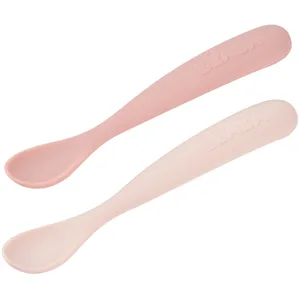 Comparateur de prix : Béaba Lot de 2 cuillères 1er âge en silicone + boîte Barbe à papa / guimauve