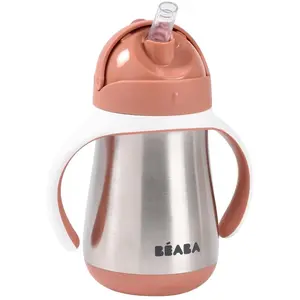 BÉABA BEABA® Tasse enfant paille inox terracotta/beige 250 ml pas cher