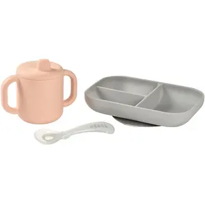 Comparateur de prix : Beaba Coffret D'apprentissage Silicone + Tasse - Pink - Beaba