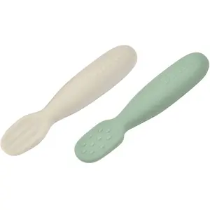 Comparateur de prix : Béaba Lot de 2 pré-cuillères en silicone - sage green/velvet grey BEABA