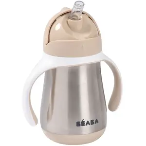 Béaba Tasse d'apprentissage avec paille en Inox Argile (250 ml) pas cher