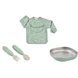 Béaba Coffret cadeau set repas couverts et bavoir Vert Sauge