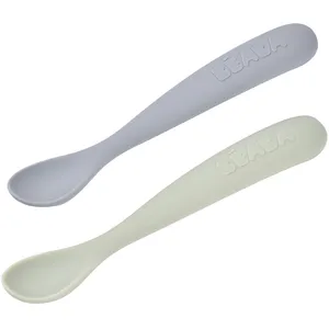Comparateur de prix : Lot de 2 cuillères silicone 1er âge avec boîte de transport Duo nature