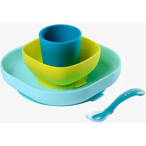 Béaba Coffret Repas Silicone 4 pièces Bleu