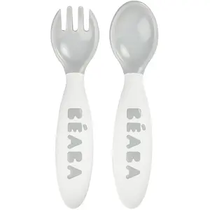 BEABA Couverts enfant 2e âge ergonomiques gris, 2 piècesVendu paraubert