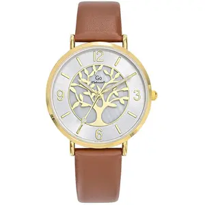 Go Girl Montre Femme Acier Doré Cuir Marron 699504 pas cher