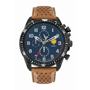 Patrouille de France Montre Athos 4 - Chronographe - Cuir Perforé Marron pas cher
