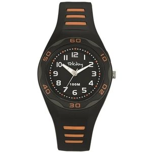 Comparateur de prix : Montre Femme Tekday 653491 - Bracelet Résine Noir et Orange