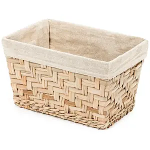 Comparateur de prix : Compactor Panier fiesta beige en jonc tresse avec tissu en lin pm