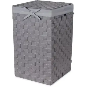Panier à linge carré avec couvercle Stan gris RAN6890 pas cher