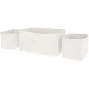 COMPACTOR Set de 3 paniers de rangements en papier tissé blanc pas cher