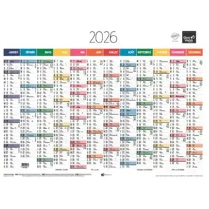 Quo Vadis Calendrier Annuel Horizontal Arc En Ciel - 55x405 Cm pas cher