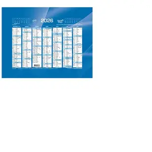 Calendrier De Banque Quo Vadis 2026 - Janvier à Décembre 2026, Format 13,5 X 18 Cm, Bleu, Avec œillet