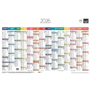 Calendrier annuel - 67 x 43 cm - 14 mois - décembre à janvier pas cher