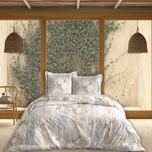 Calitex PARURE HOUSSE DE COUETTE 240 X 220 TENDRE FORET TAUPE + 2 TAIES pas cher