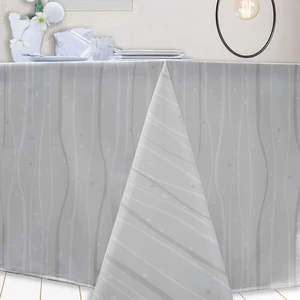 DOUCEUR D'INTERIEUR Calitex Nappe rectangulaire tissu damassé FIZZY gris perle pas cher
