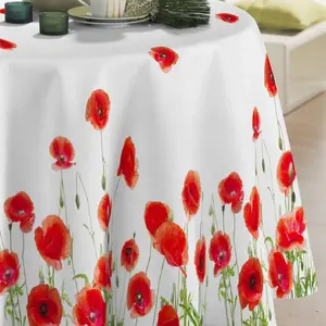 PROMOFLASH83 Nappe toile cirée ø 140 cm Coquelicot red poppy