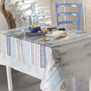 Calitex Nappe Rectangle Promenade Des Dunes Toile Ciree Gris