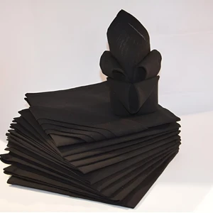 Calitex Lot de 12 serviettes de table carré en coton noir pas cher