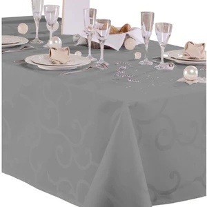 CALITEX Nappe damassé Madigan Gris Ovale 170x240 cm