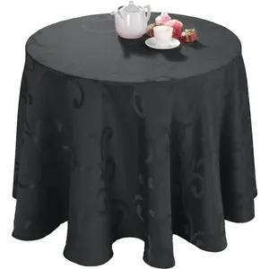 Calitex Nappe ronde 170 cm tissu damassé enduit MADIGAN encre