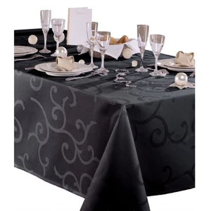 Calitex Nappe ovale 170 x 240 cm damassée enduite MADIGAN encre pas cher
