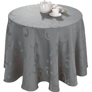 Calitex Nappe ronde 170 cm tissu damassé enduit MADIGAN grise pas cher