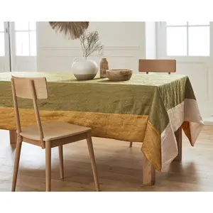 Nydel Nappe Carrée 170x170 Kaki Avec Bordure TAFFETAS FROISSE
