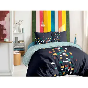 Housse de couette 220x240 cm + 2x taies d'oreiller 63x63 cm Coton Granito 220 x 240 cm pas cher