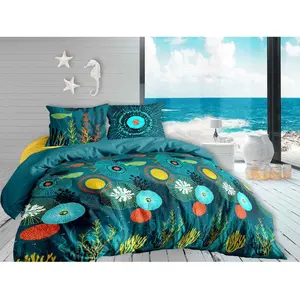 CALITEX Housse de couette 220x240 cm + 2x taies d'oreiller 63x63 cm coton abysse PD10608 pas cher