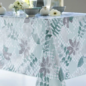 NAPPES CALITEX Toile cirée Végétal Mix, Aqua, Ronde 140 cm