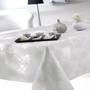 Calitex Nappe rectangulaire en tissu damassé FLORE Blanche