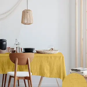 Calitex Nappe ronde 140 cm TOILE CIREE Moutarde pas cher