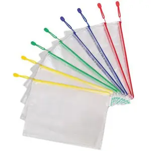Djois Tarifold Fr 509009- Lot de 8 Pochettes Plastique A4 Zip, Fermeture éclair Document Chemises transparentes Dossier pour Bureaux, Voyage, école, Maison, 4 Couleurs Assortie pas cher