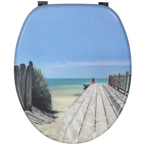 Wirquin Pro - Abattant Woody fsc wc en bois - Décoration Holiday Beach pas cher
