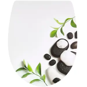 Wirquin Abattant wc Marbella en thermoplastique avec motifs galets, déclipsabl... pas cher