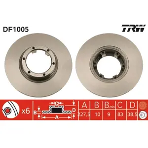 Jeu de 2 disques de frein TRW DF1005 - Réf. 86076