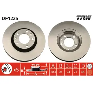 Jeu de 2 disques de frein TRW DF1225 - Réf. 328456 pas cher